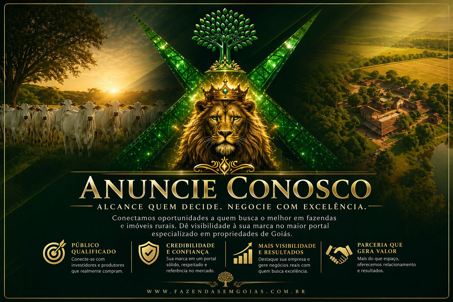 Peça premium Anuncie Conosco do portal Fazendas em Goiás