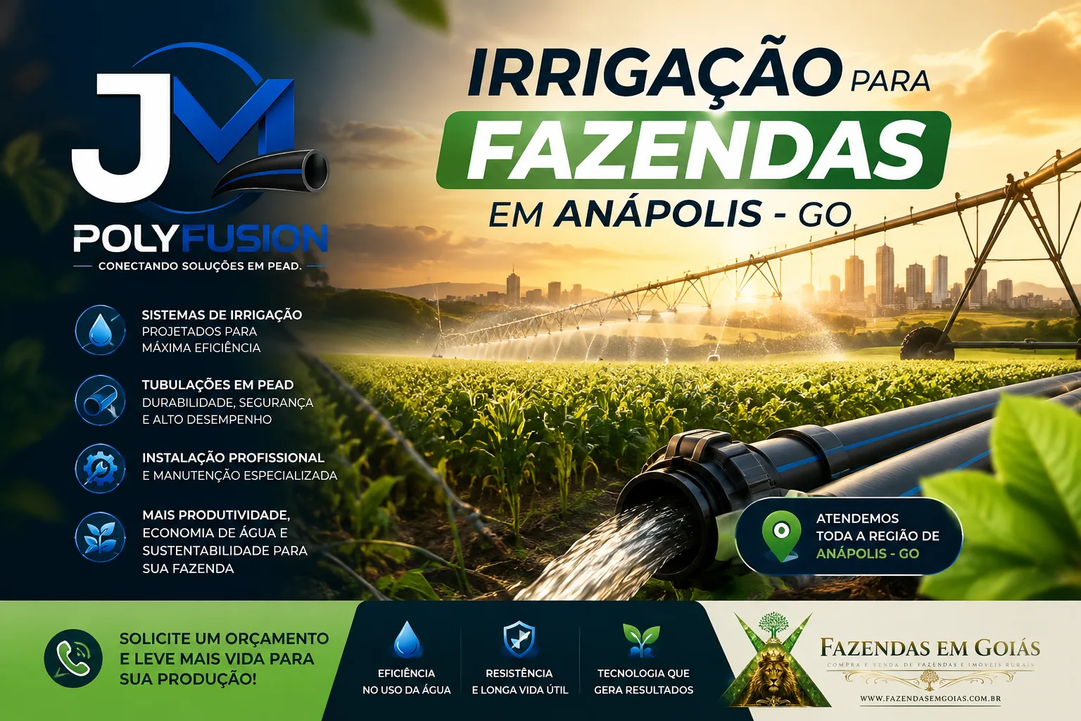 Irrigação para fazendas em Anápolis