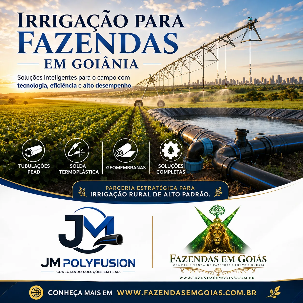 Sistema de irrigação rural e tubulação PEAD em Goiânia